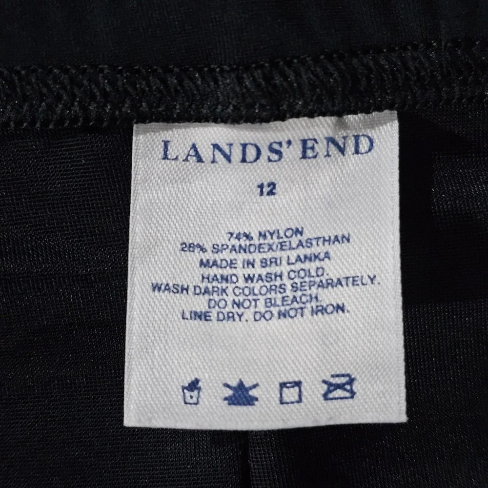 Lands' End Women 12 Black Swim Skirt Built-in Brief Skort Swimsuit Bottom